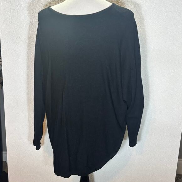 Aaeda Black Daisy Knit Sweater Long Sleeve Soft Floral Pullover Top 1X - Picture 2 of 6